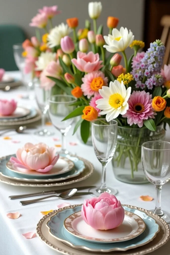 Seasonal Spring Flowers Table Decor Image