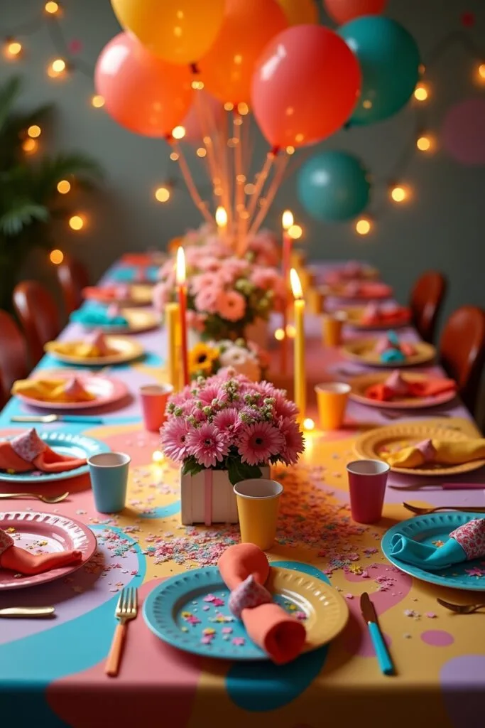 Fun and Festive Birthday Party Table Setting Image