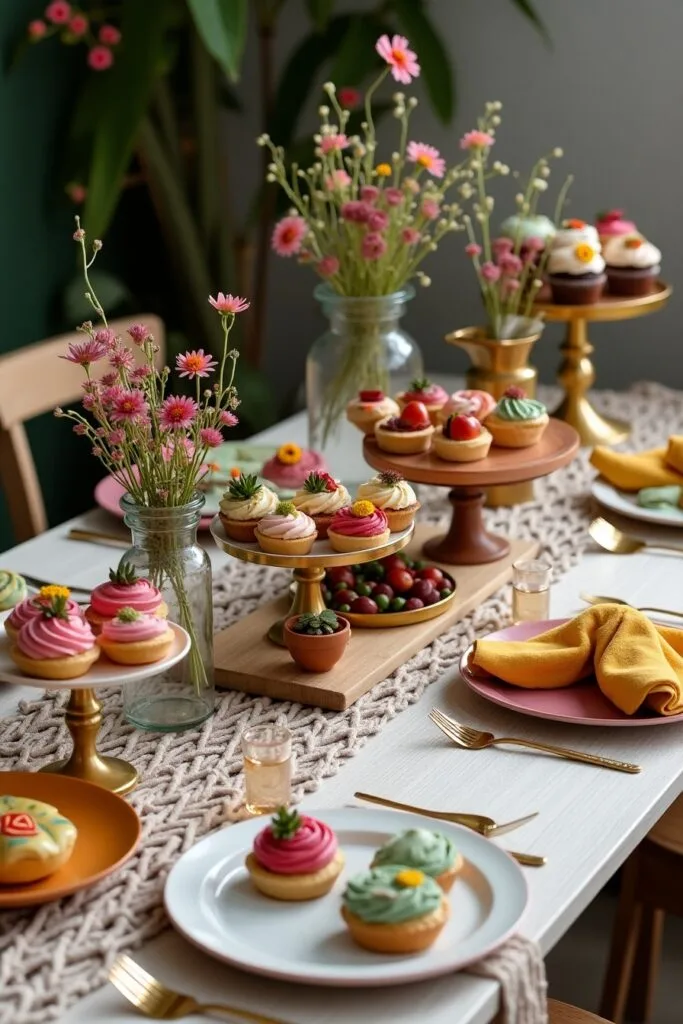 Boho Chic Dessert Table Setting Image