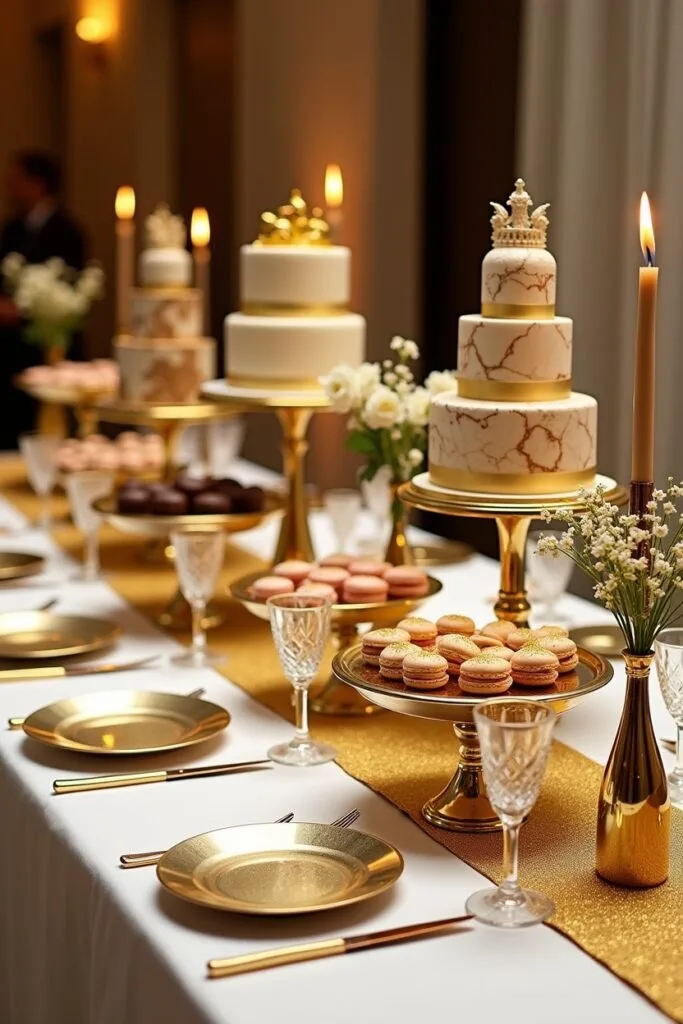 Glamorous Gold Dessert Table Setting Image