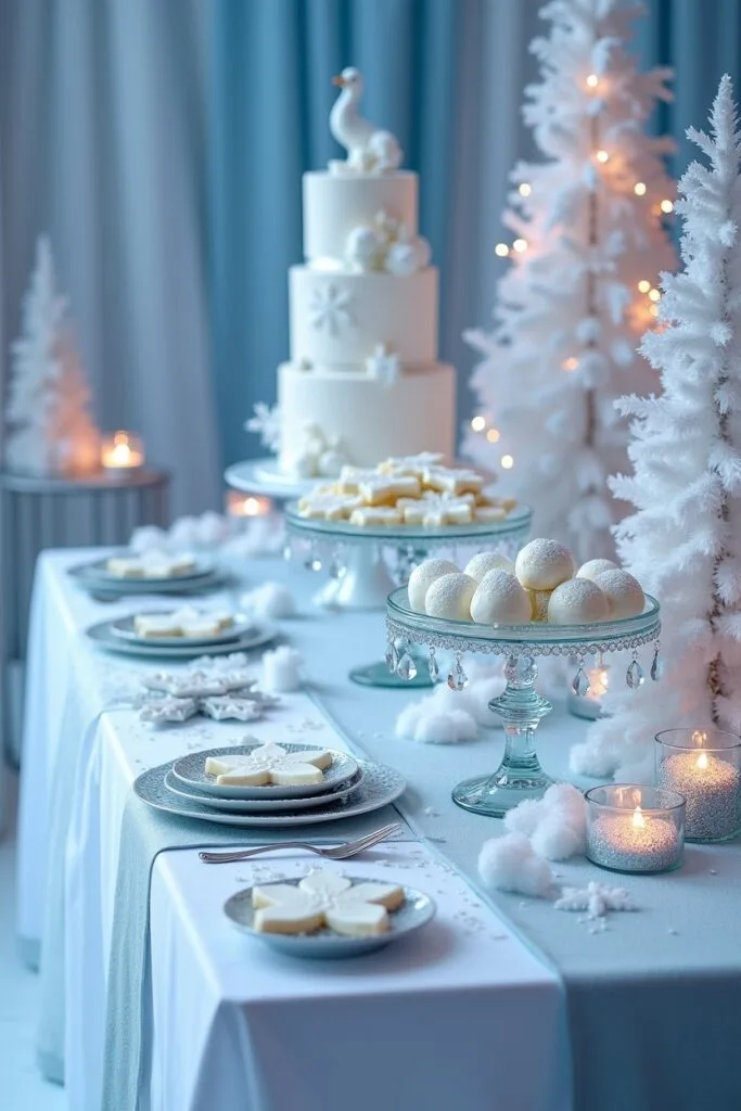 Winter Wonderland Dessert Table Setting Image