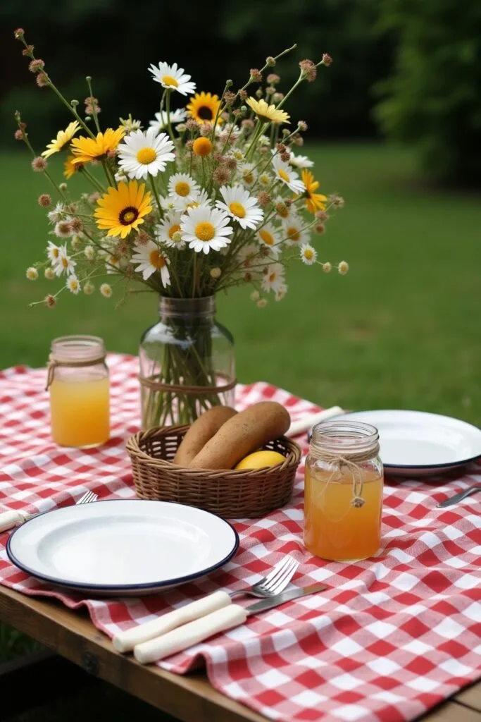 Garden Picnic Table Setting Ideas Pic