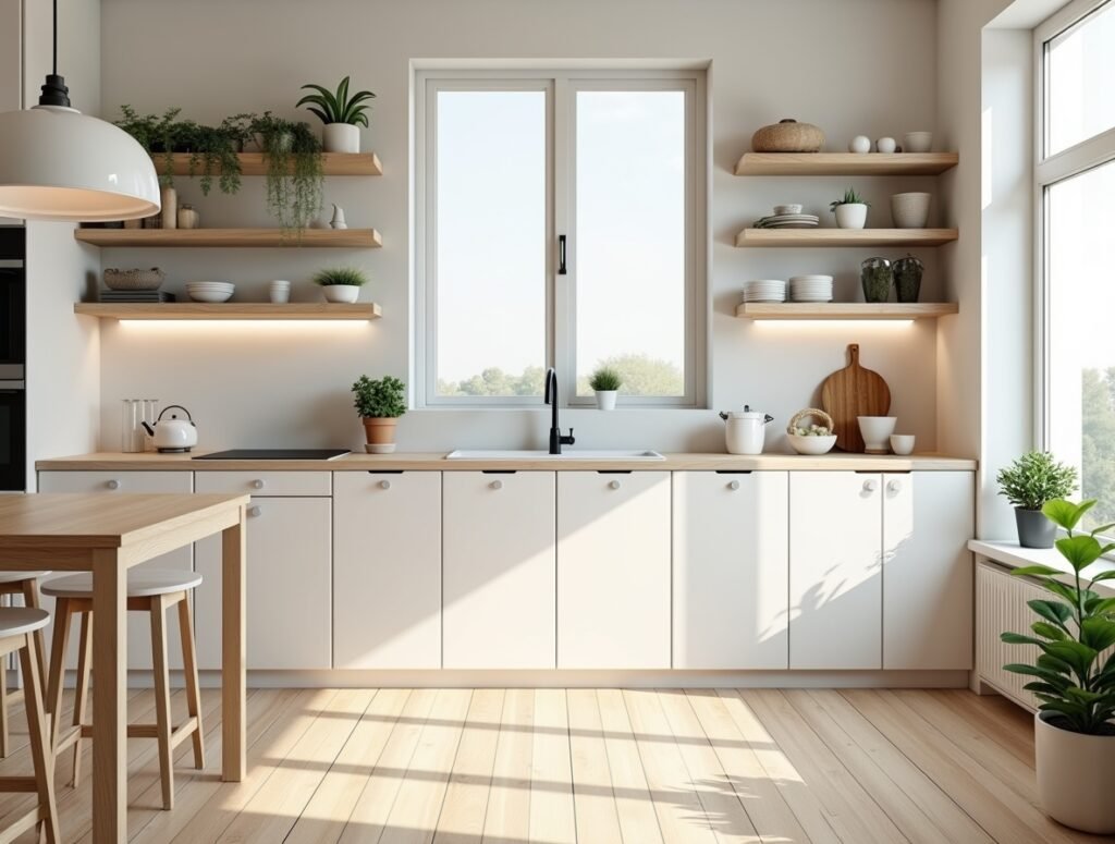 Scandinavian White & Wood Kitchen Idea Pic