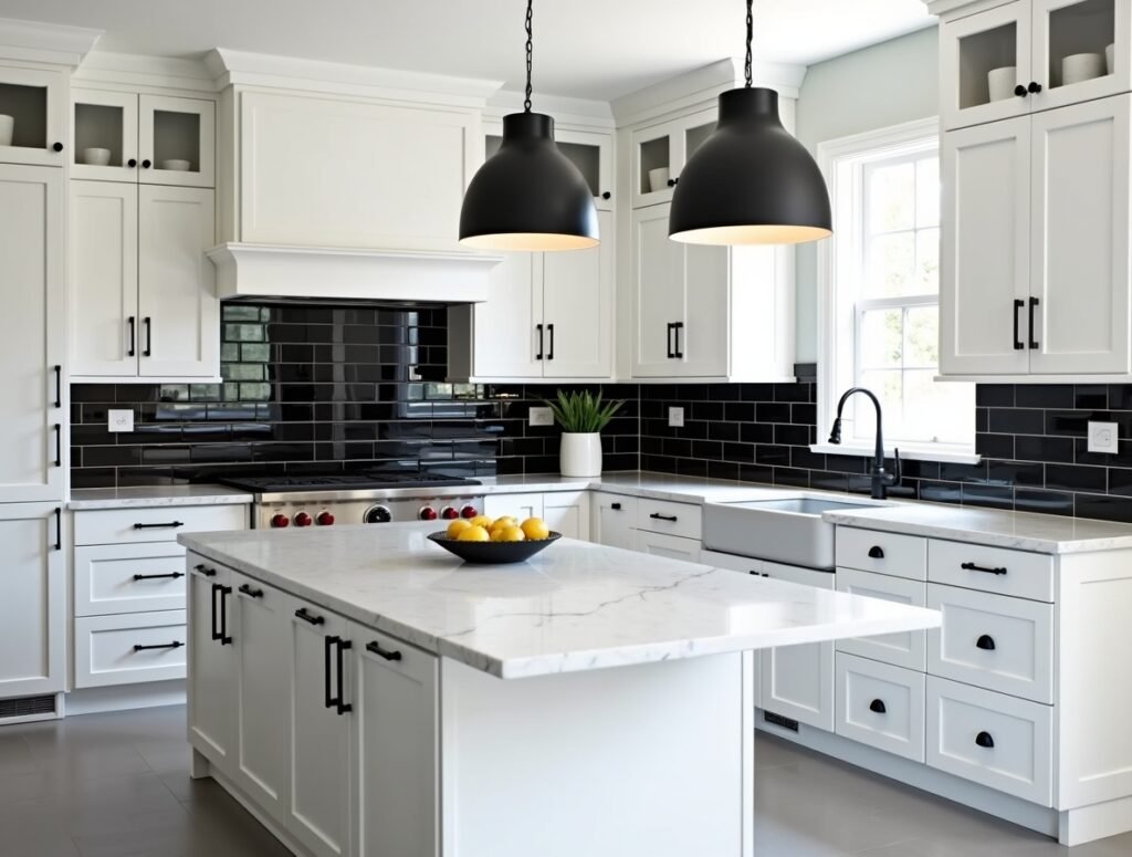 Monochrome Elegance black & white kitchen decor pic