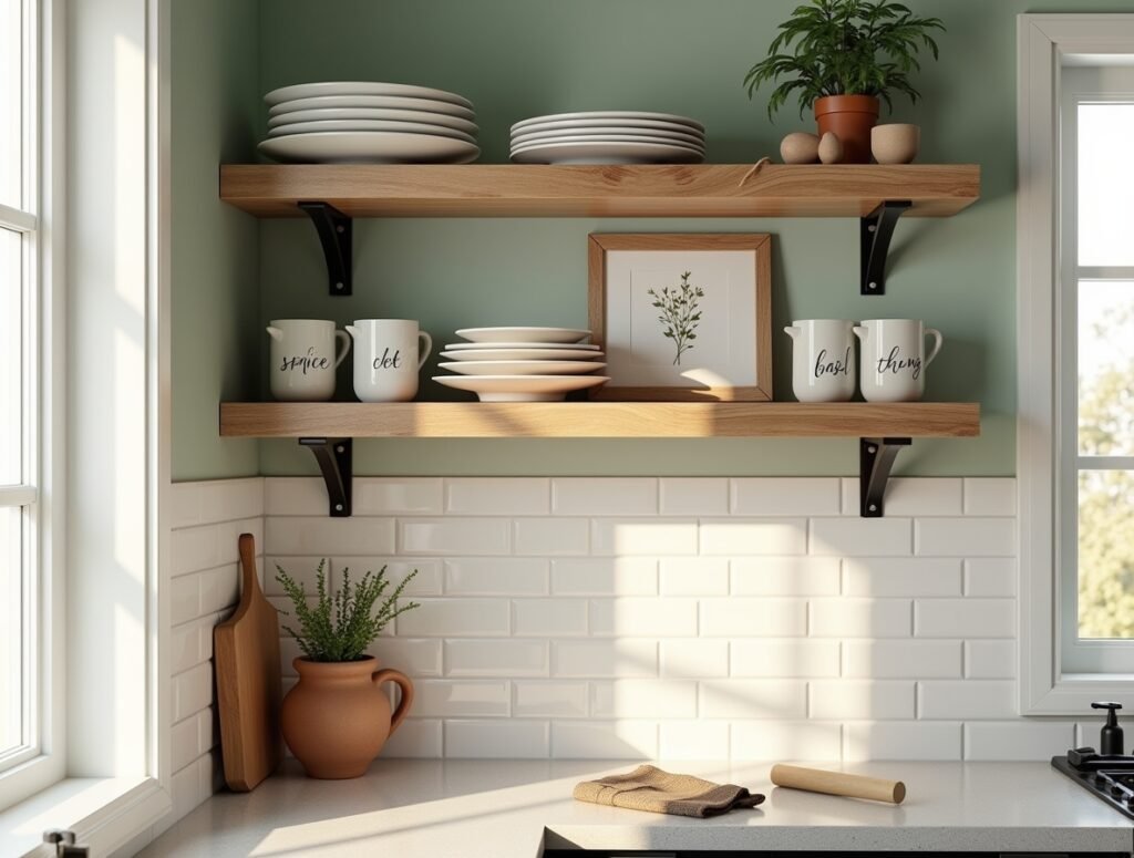 Rustic Wooden Shelves Kitchen decor ideas diy pic