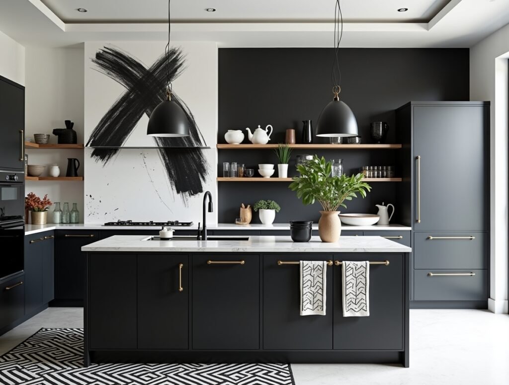 Artistic Black and White Kitchen Decor idea pic