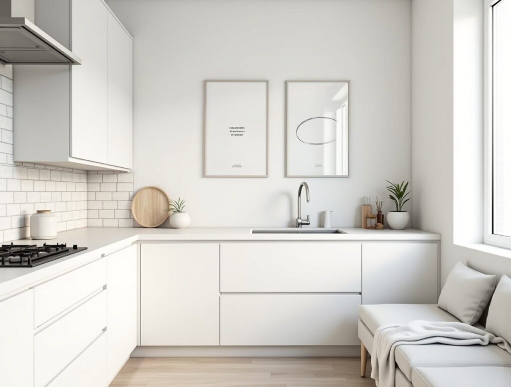Minimalist Wall Art White Kitchen Decor Ideas Pic
