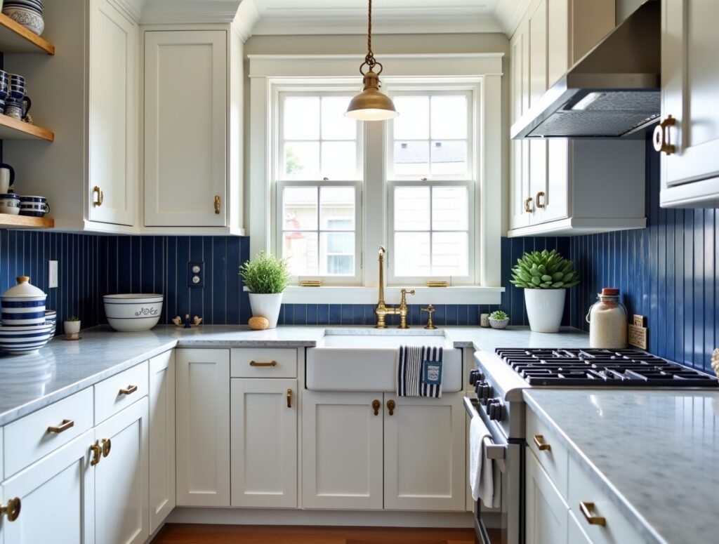 Nautical Navy Accents Summer Kitchen Decor Pic