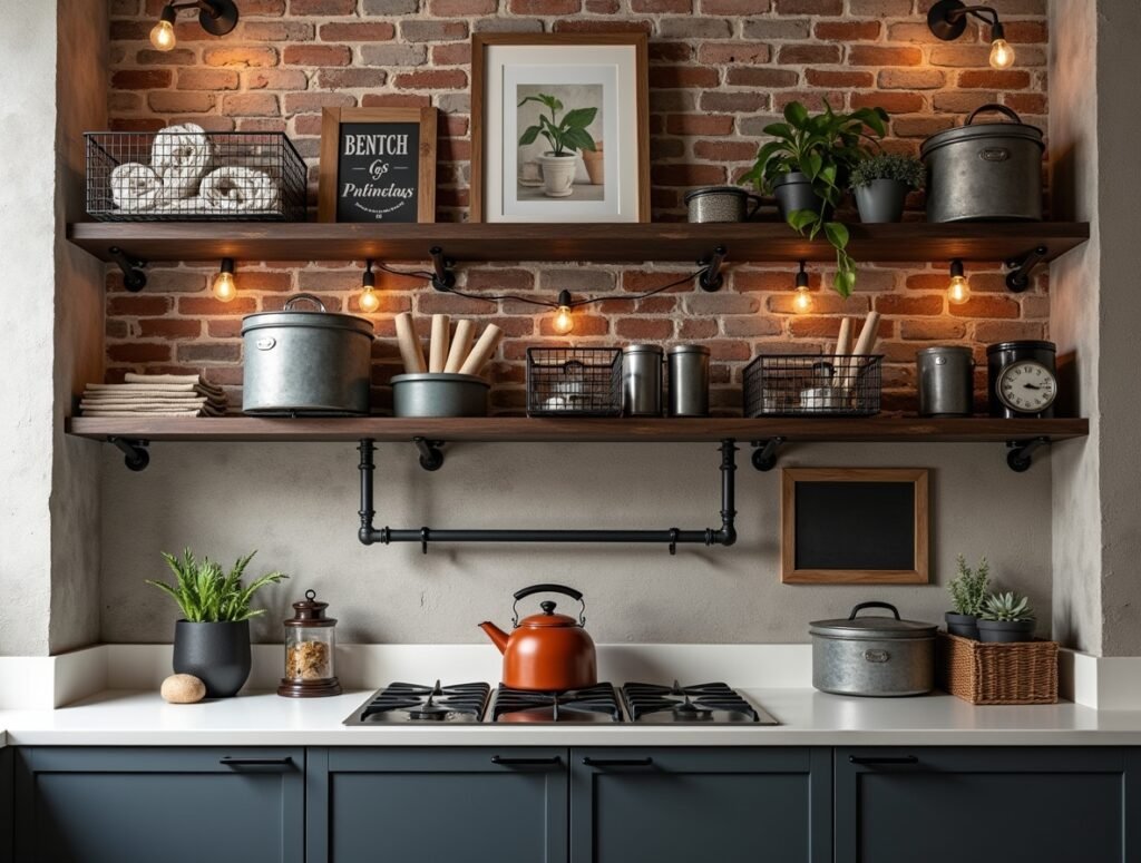 Industrial Pipe Decor Kitchen decor cabinet top topic pic