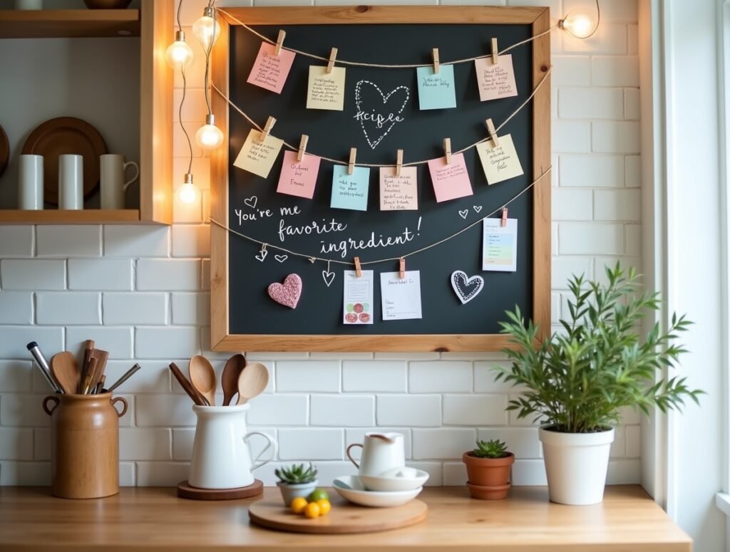 Recipe Wall with Love Notes Kitchen couple decor pic