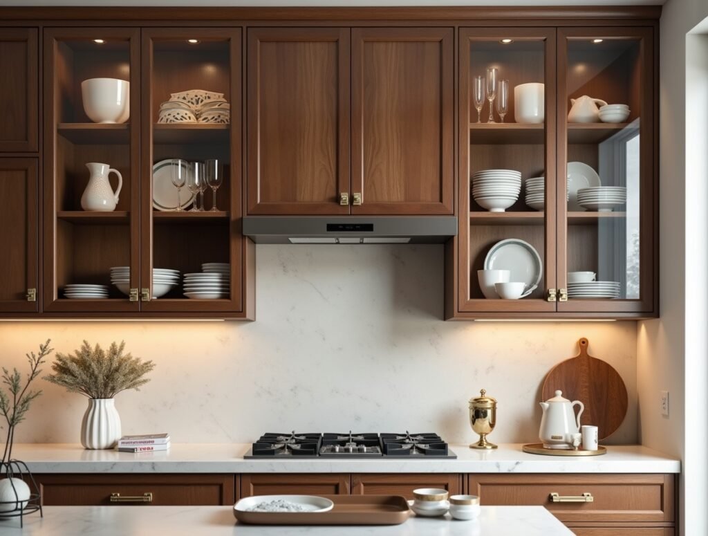 Glass-Front Cabinet Display Kitchen Decor Idea Pic