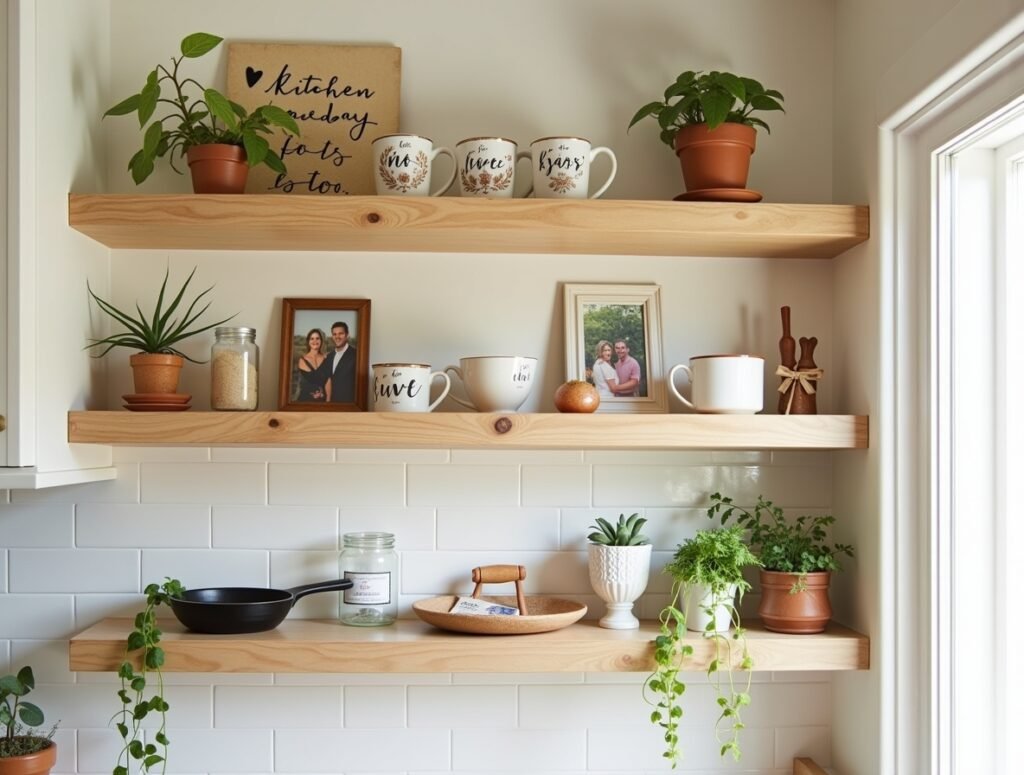 Open Shelving For Couple kitchen decor ideas pic