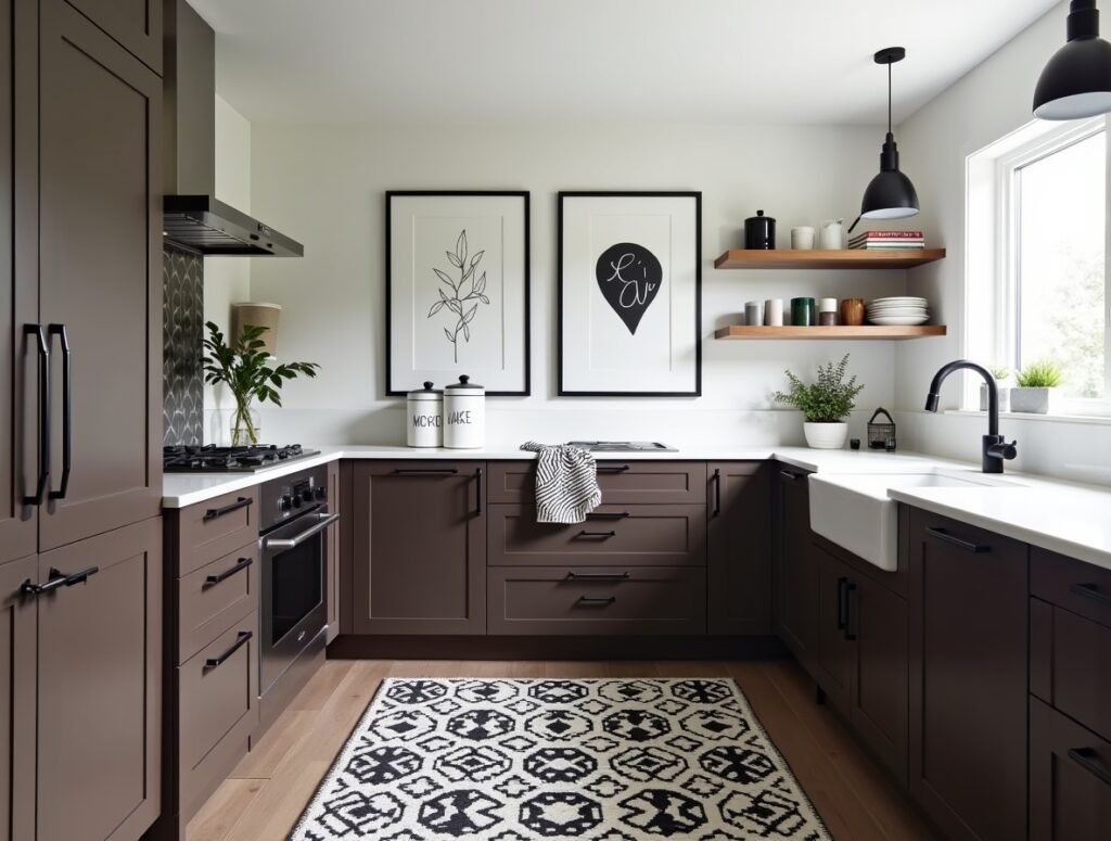 Black and White Graphic Look Kitchen Decor Idea Pic