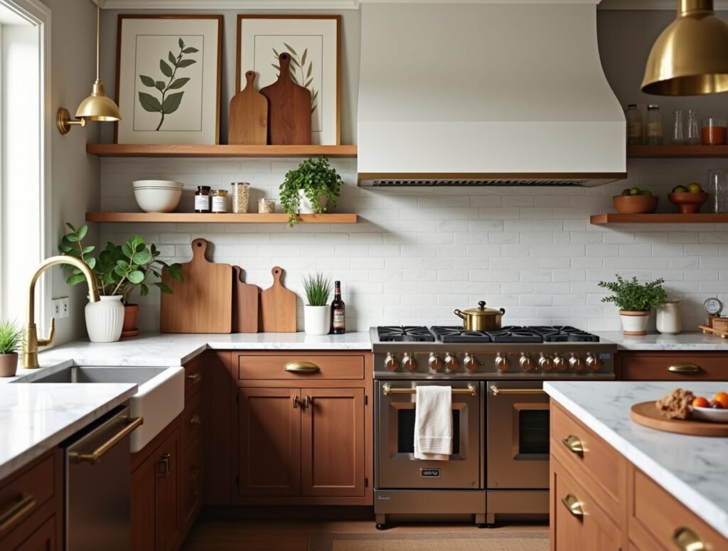 Brass and Wood Harmony Kitchen Decor Idea Pic