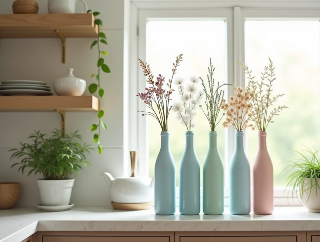 Painted Bottle Vase Display Kitchen Decor diy idea Pic