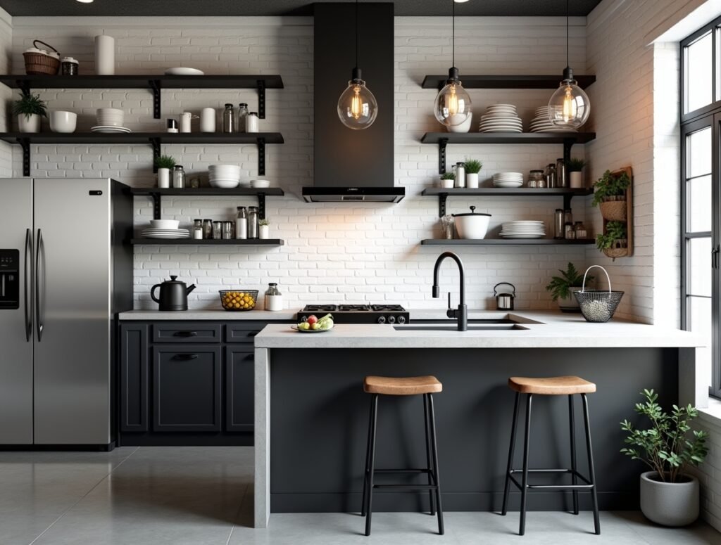 Black & White Industrial Charm Kitchen decor Pic