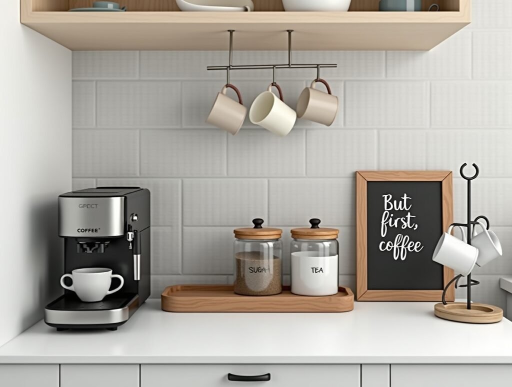 Coffee Station Nook counter kitchen decor pic