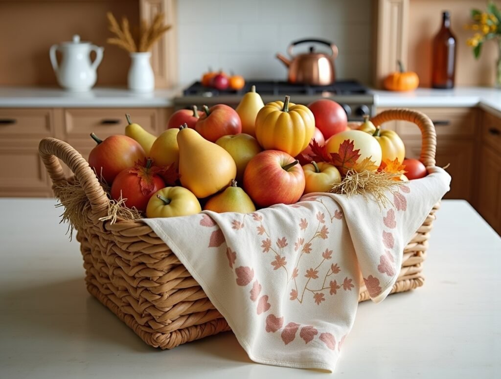 Harvest Basket Display Kitchen decor ideas for fall Pic
