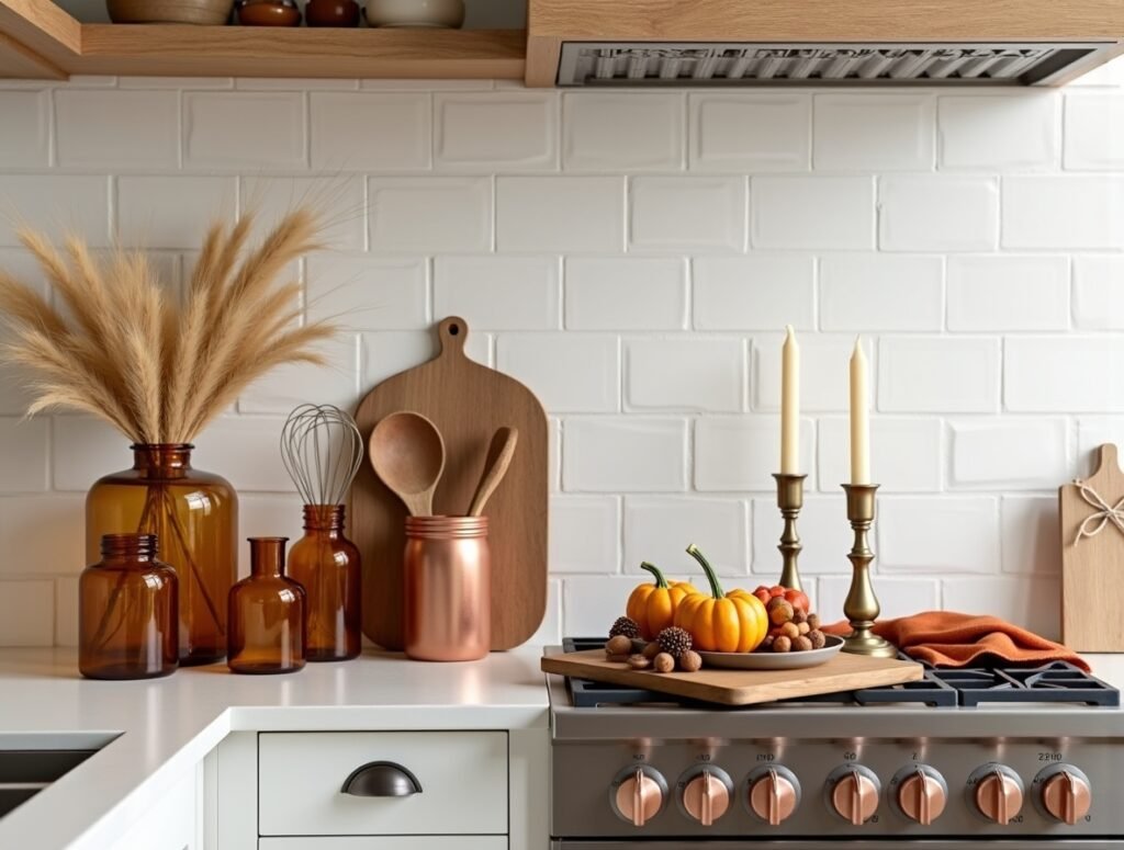Amber Glass & Copper Accents kitcehen fall idea pic