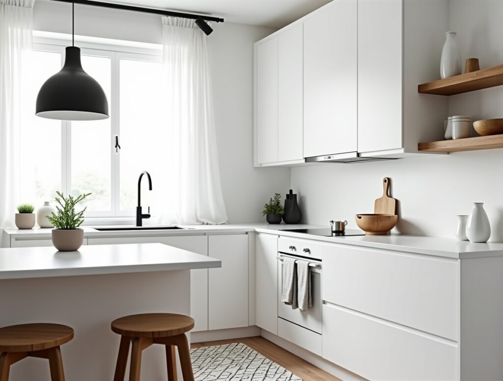Scandinavian Simplicity in Black and White kitchen decor pic