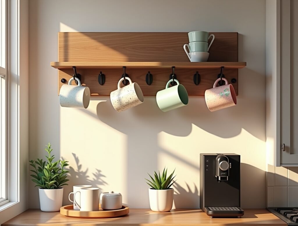 Floating Cup Racks Kitchen decor idea diy pic