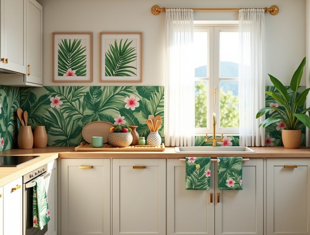 Tropical Touches Summer Kitchen Decor Ideas Pic