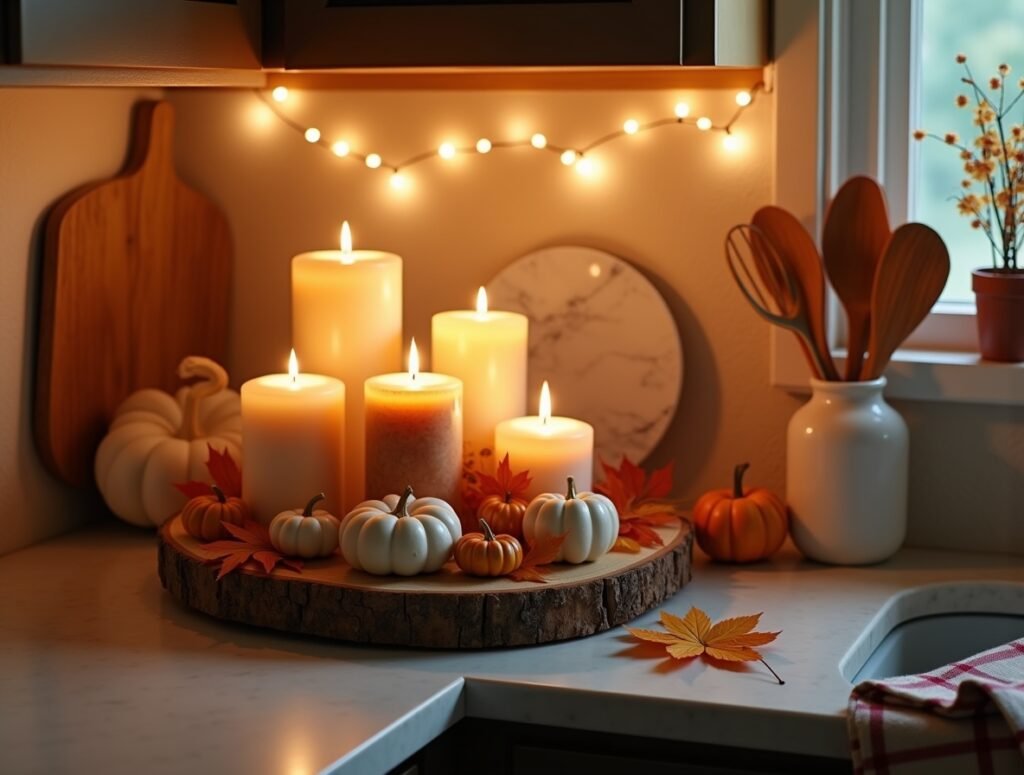 Candlelit Counter Corners Kitchen fall decor ideas pic