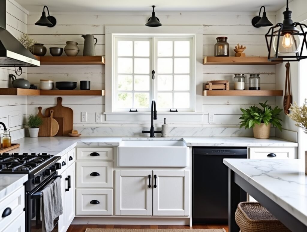 Farmhouse Style in Black & White Kitchen decor ideas pic