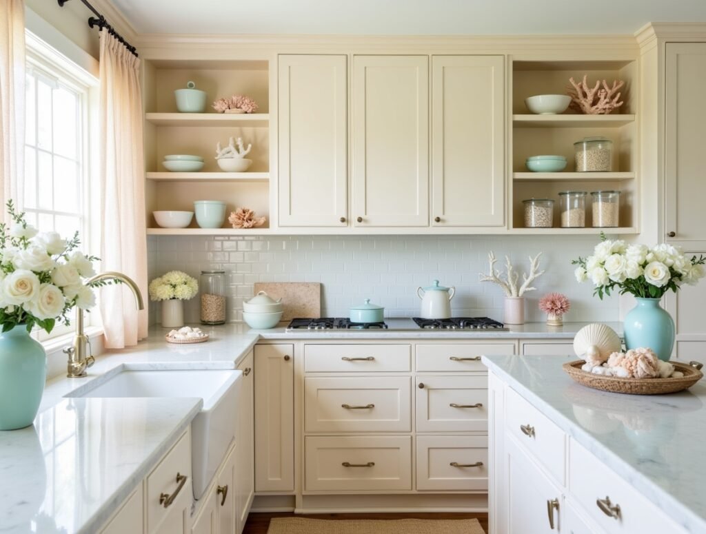 Seashell and Coral Touches Kitchen decor ideas beach house Pic