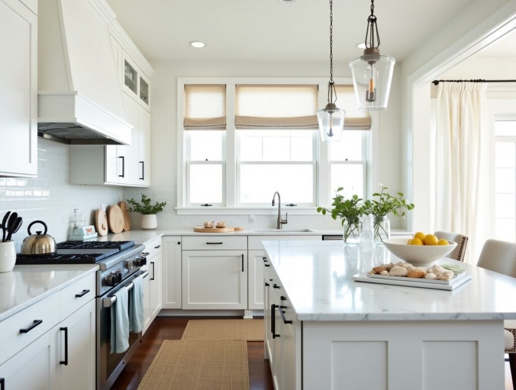 All-White Coastal Kitchen decor ideas beach house Pic