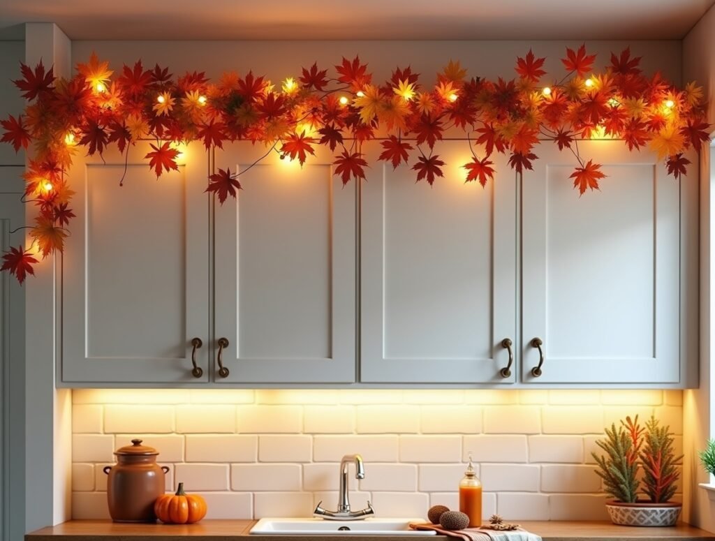 Fall Leaf Garland kitchen decor ideas fall pic