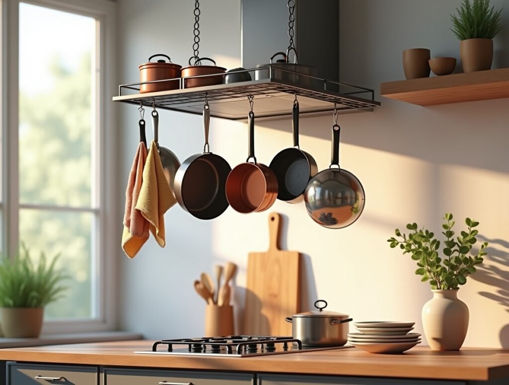 Hanging Pot Rack or Hooks kitchen decor pic