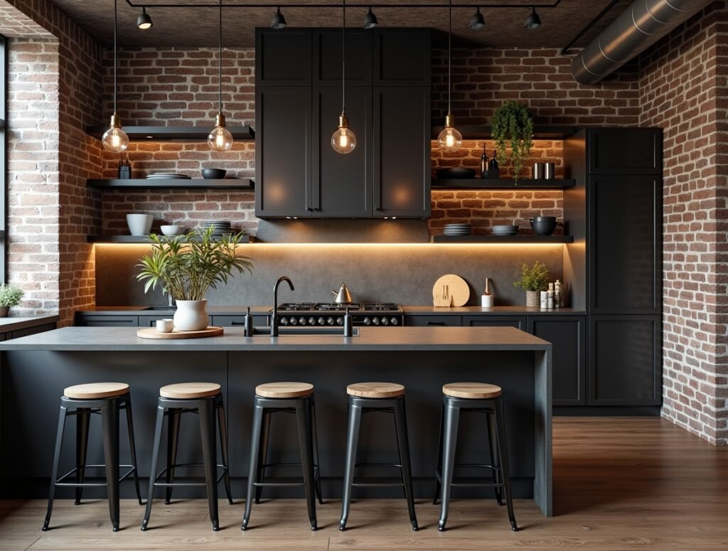 Industrial Loft Style Kitchen Decor Idea Pic