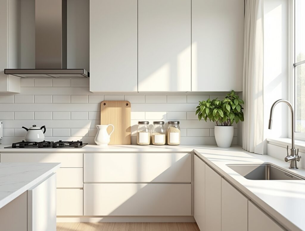 Minimalist Summer White Kitchen decor ideas Pic