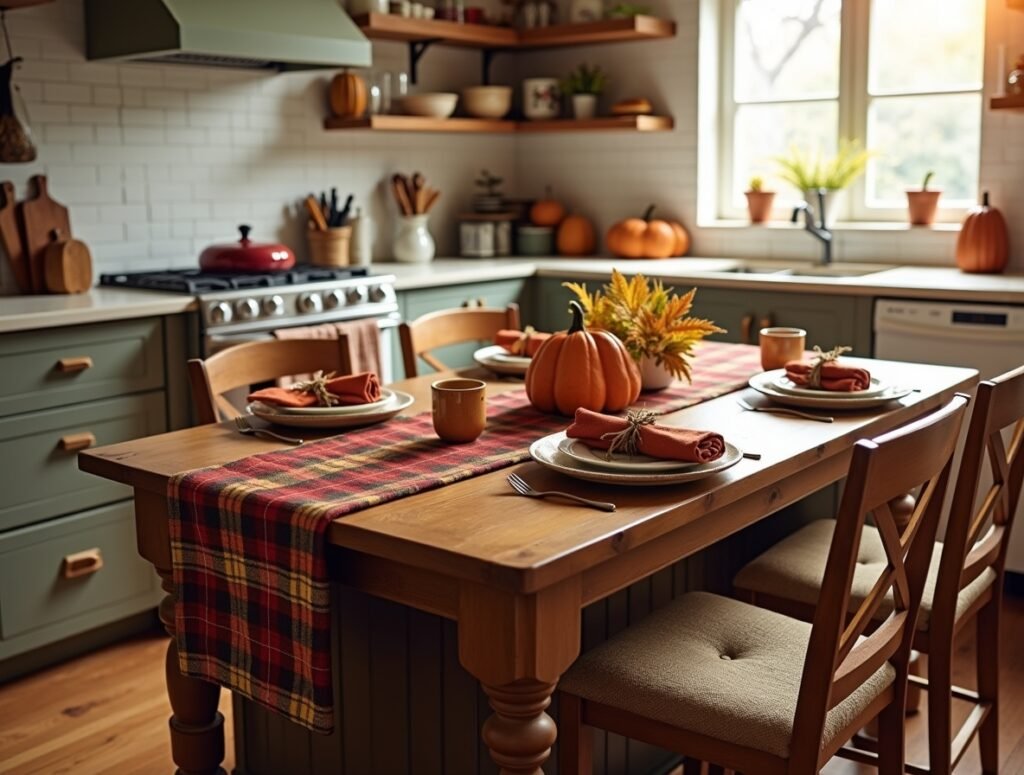 Plaid Kitchen Linens Swap Fall decor idea pic