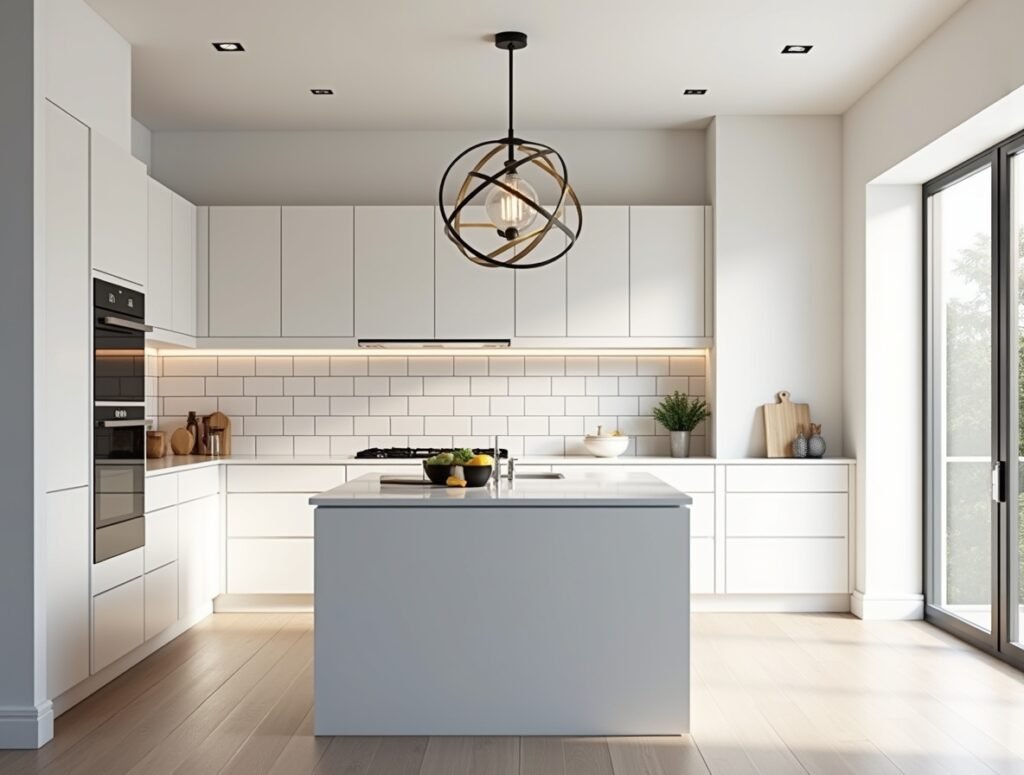 Statement Lighting White Kitchen decor Ideas Pic