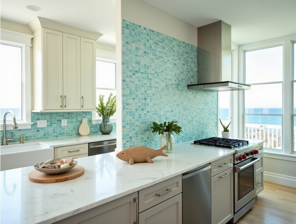 Beachy Backsplash Kitchen decor ideas beach house Pic