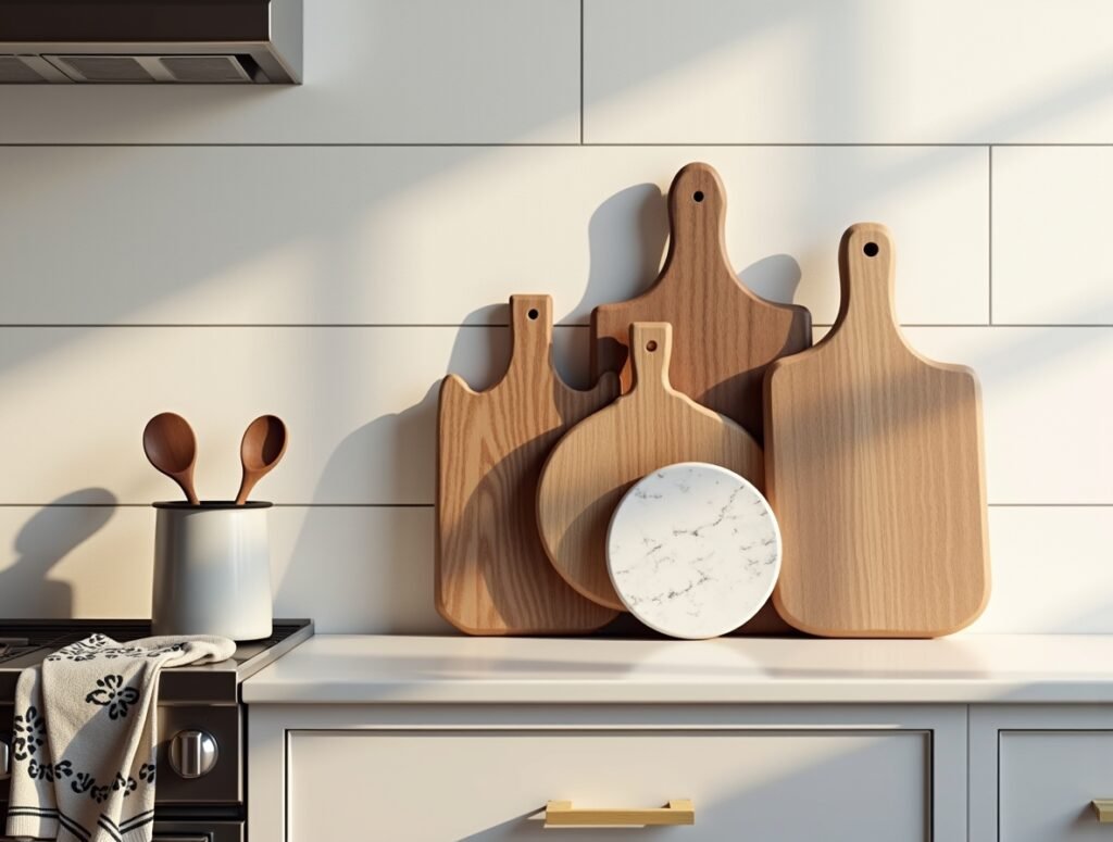 Rustic Modern Cutting Board Display counter kitchen decor pic