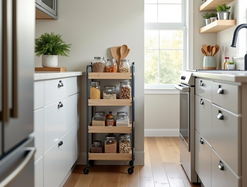 Slim Rolling Pantry Cart kitchen decor image