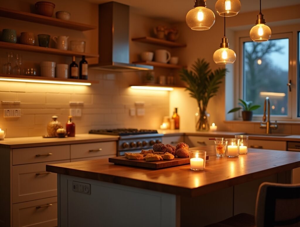 Romantic Lighting Accents Kitchen couple decor ideas pic