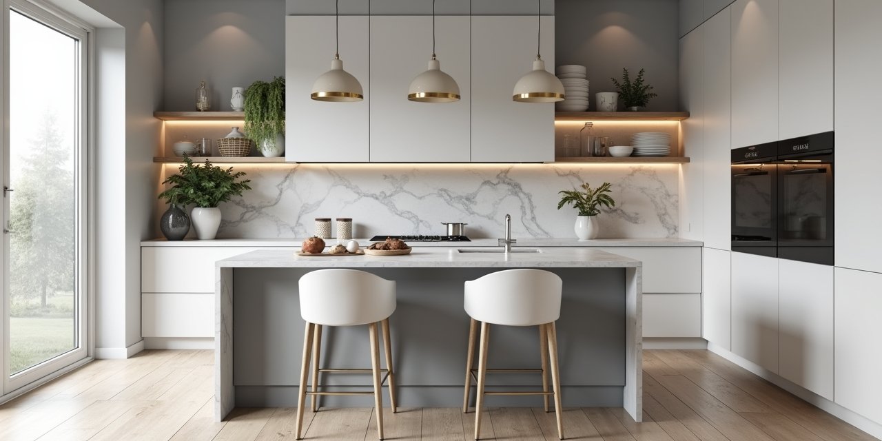 Grey and White Kitchen Decor Ideas Featured Image
