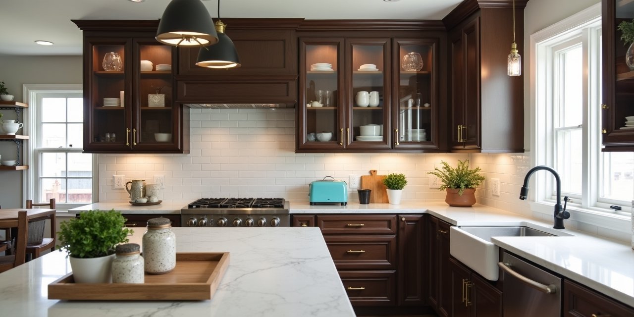kitchen decor ideas for brown cabinets featured image